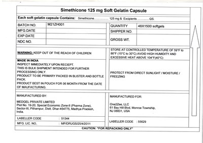 Shipping Label (Label Zh Simethicone 125 mg)